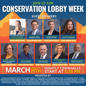 Lineup for the Nevada Conservation League's upcoming Lobby Week