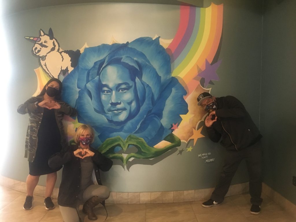 Mural by artist Miguel Hernandez, located inside the lobby of Art Houz Theaters in memory of Tony Hsieh, and commissioned by First Friday.