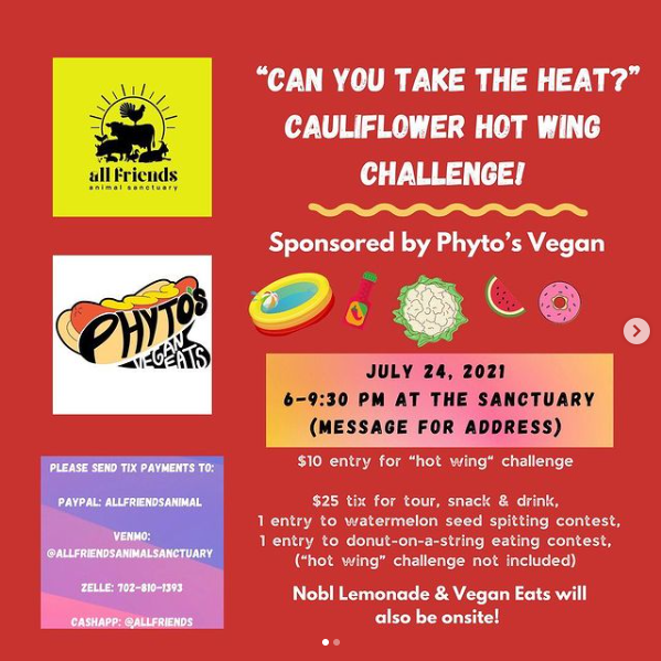 Hot wing challenge, event that Phyto's Vegan Eats is attending