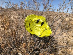 Smiley face balloon found by Christian Daniels, founder of Desert Balloon Project