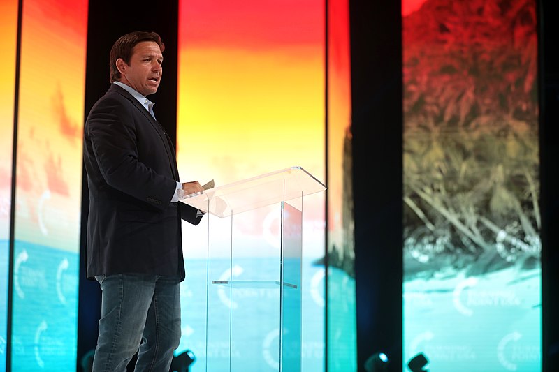 Governor Ron DeSantis speaking with attendees at the 2021 Student Action Summit hosted by Turning Point USA at the Tampa Convention Center in Tampa, Florida. Photo credit: Gage Skidmore, Surprise, AZ.