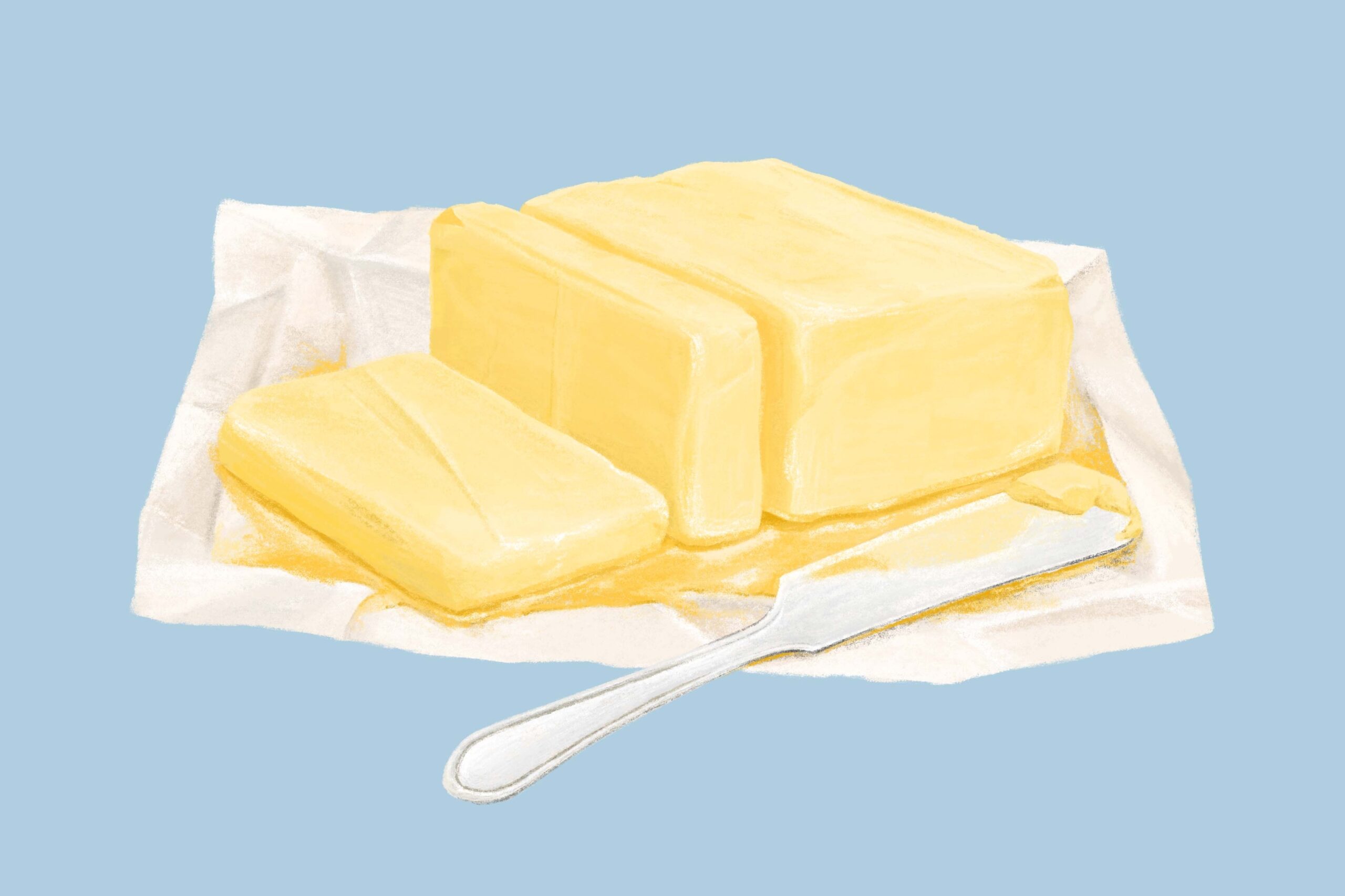 Graphic of butter with a butter knife